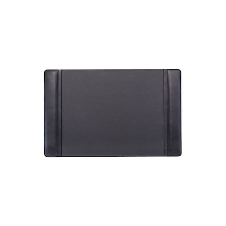 Dacasso Black Leather Side-Rail Desk Pad/Desk Protector, 22" x 14" PR-1028